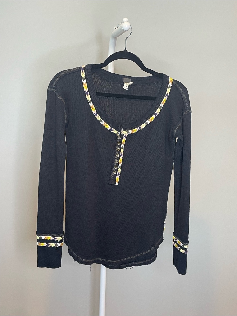 We The Free/Free People Rainbow Thermal Long Sleeve Henley - XS